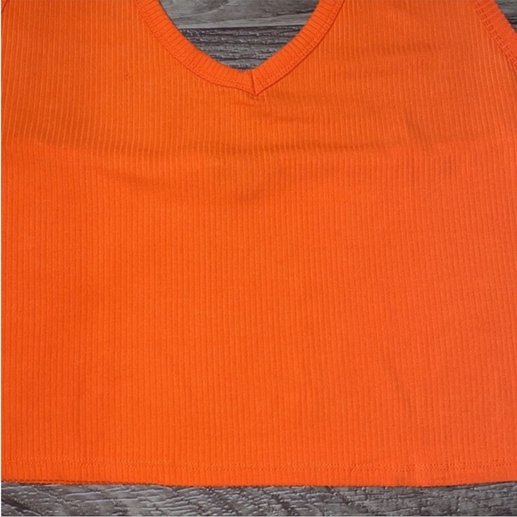 Plus Size Orange Ribbed Halter Top - Picture 9 of 12